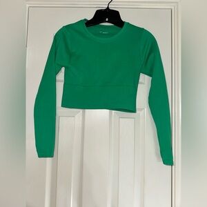 NWOT Offline By Aerie Green Long Sleeve Crop Top